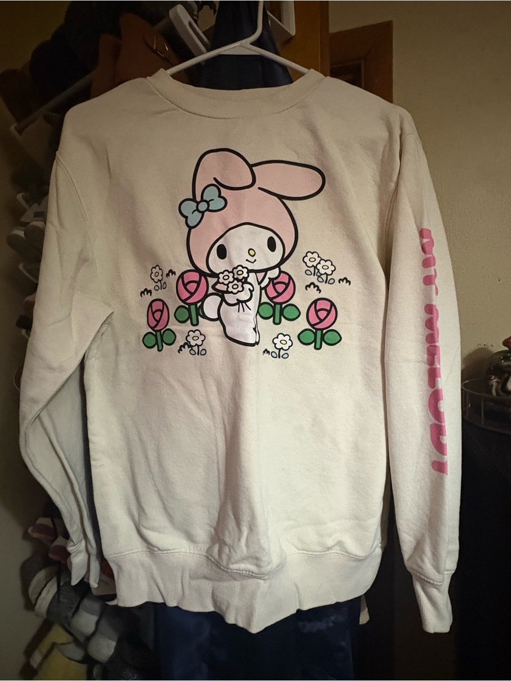 Sanrio My Melody "Picking Flowers" cream crewneck sweatshirt